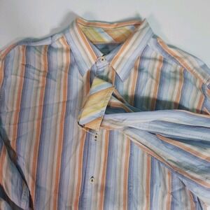 Tommy Bahama Shirt Men's L Long Sleeve Striped Button‎ Down Flip Cuffs